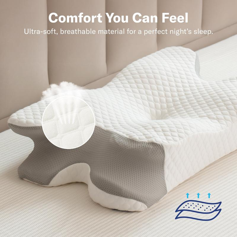 Alcedo Cervical Pillow for Cozy Sleep, Odorless Ergonomic Contour Memory Foam, Orthopedic Bed Pillow for Side, Back, and Stomach Sleepers
