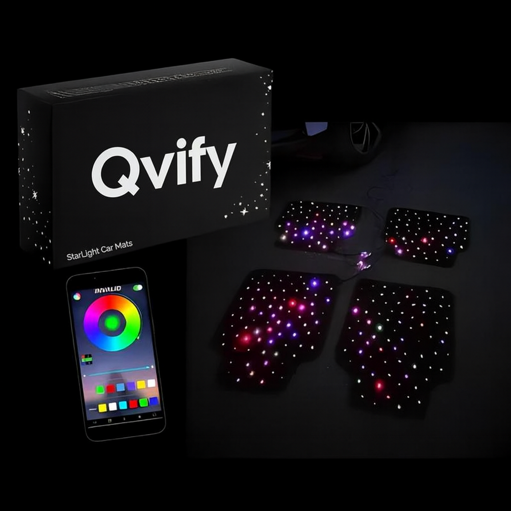 Universal Starlight Car Floor Mats Remote/Bluetooth Waterproof 4PCS