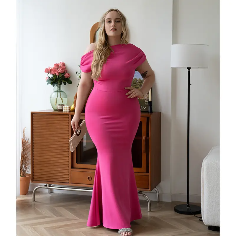 OYS Women's Elegant Sleeveless Off Shoulder Bodycon Long Formal Party Evening Dress Fabric Polyester