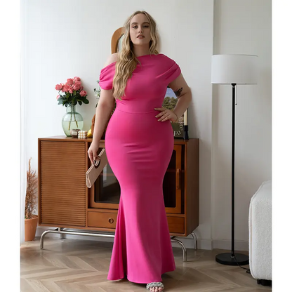 OYS Women's Elegant Sleeveless Off Shoulder Bodycon Long Formal Party Evening Dress Fabric Polyester