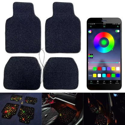 Universal Starlight Car Floor Mats Remote/Bluetooth Waterproof 4PCS