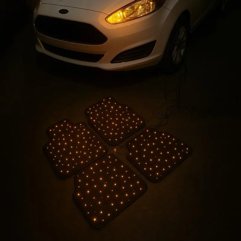 Universal Starlight Car Floor Mats Remote/Bluetooth Waterproof 4PCS