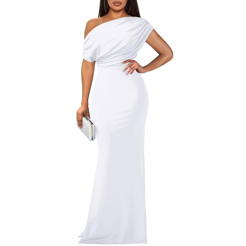 OYS Women's Elegant Sleeveless Off Shoulder Bodycon Long Formal Party Evening Dress Fabric Polyester