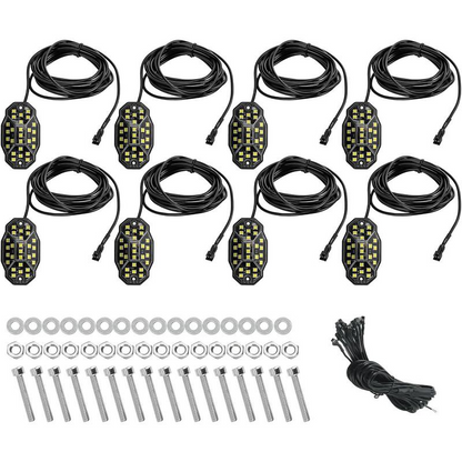 Winunite Quick Connect White Rock Lights, 27 Full Beam Angle Chips, 4M Extension Wires Each Light, 6000K Pure White, Waterproof Rock Lights for Trucks Trailer Cars SUV ATV UTV Boats