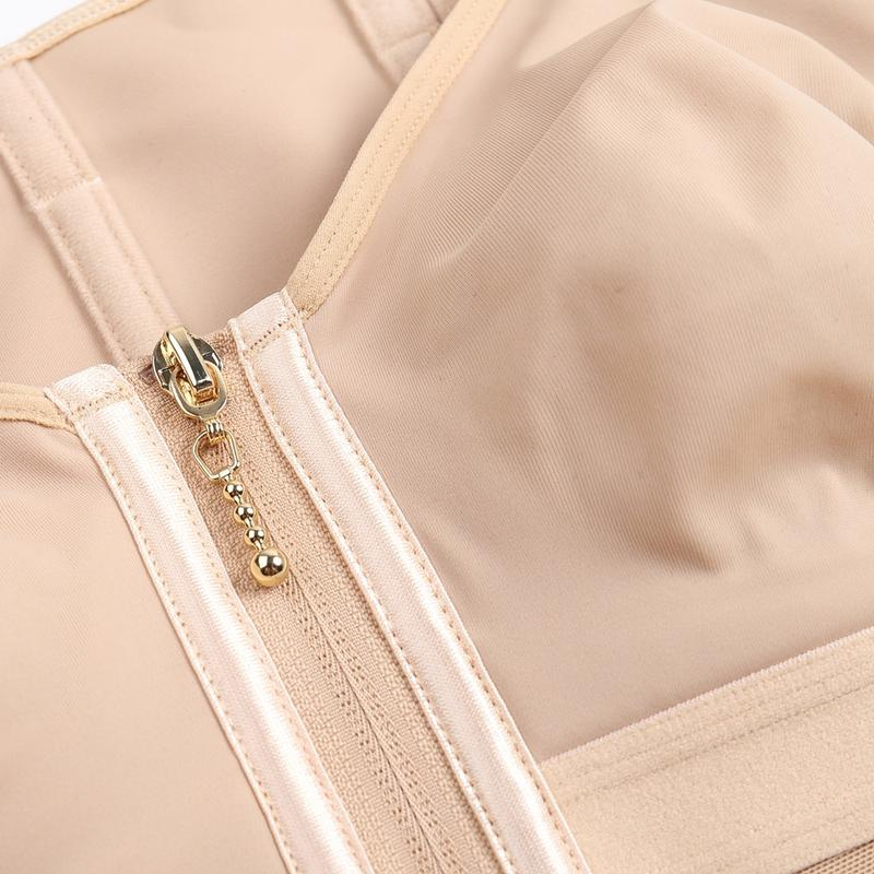 Women's Boned Latex Zipper Corset Tummy Control Body Shaper Vest With Bra