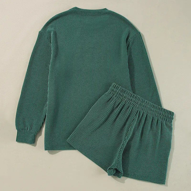 Women's MERRY Graphic Long Sleeve Top and Shorts Set Two Piece Set Loungewear Homewear for Christmas