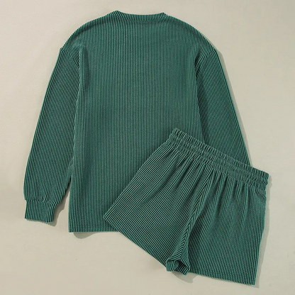 Women's MERRY Graphic Long Sleeve Top and Shorts Set Two Piece Set Loungewear Homewear for Christmas