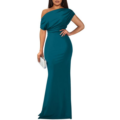 OYS Women's Elegant Sleeveless Off Shoulder Bodycon Long Formal Party Evening Dress Fabric Polyester