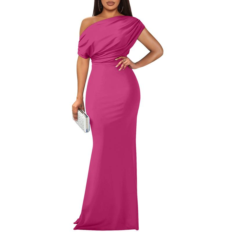 OYS Women's Elegant Sleeveless Off Shoulder Bodycon Long Formal Party Evening Dress Fabric Polyester